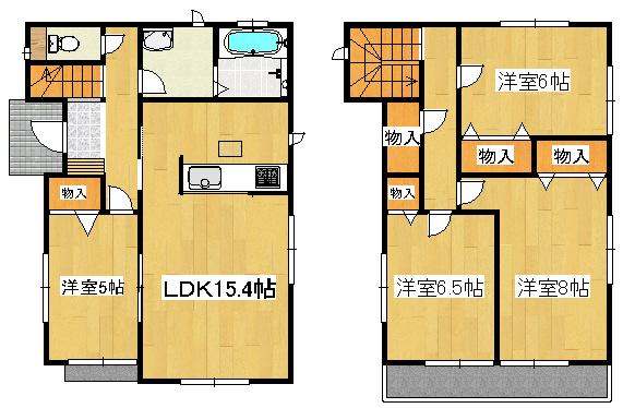 Floor plan. (A Building), Price 21,800,000 yen, 4LDK, Land area 107.05 sq m , Building area 99.36 sq m