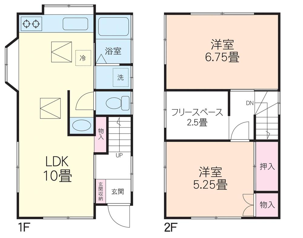 Floor plan. 6.95 million yen, 2LDK, Land area 41.67 sq m , Building area 58.8 sq m