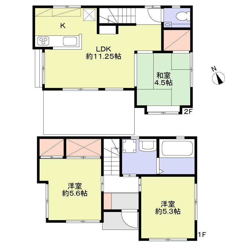 Floor plan. 15.8 million yen, 3LDK, Land area 66 sq m , Building area 66.03 sq m