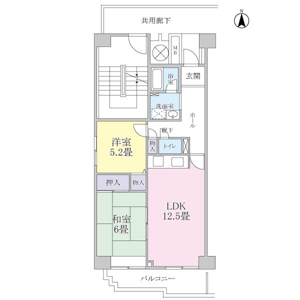 Floor plan. 2LDK, Price 24,800,000 yen, Occupied area 60.78 sq m , Balcony area 7.66 sq m