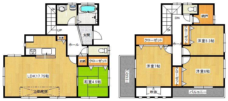 Floor plan. 36,800,000 yen, 4LDK + S (storeroom), Land area 110.03 sq m , Building area 103.5 sq m 4 Building 36,800,000 yen