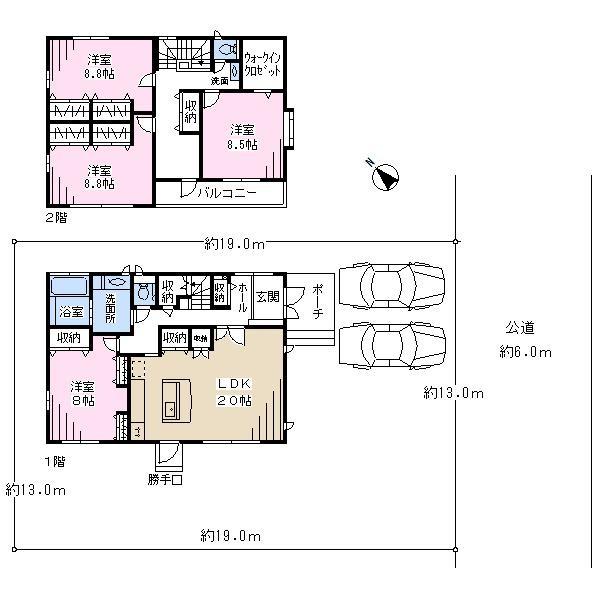 Floor plan. 44,800,000 yen, 4LDK, Land area 250 sq m , Building area 143.16 sq m