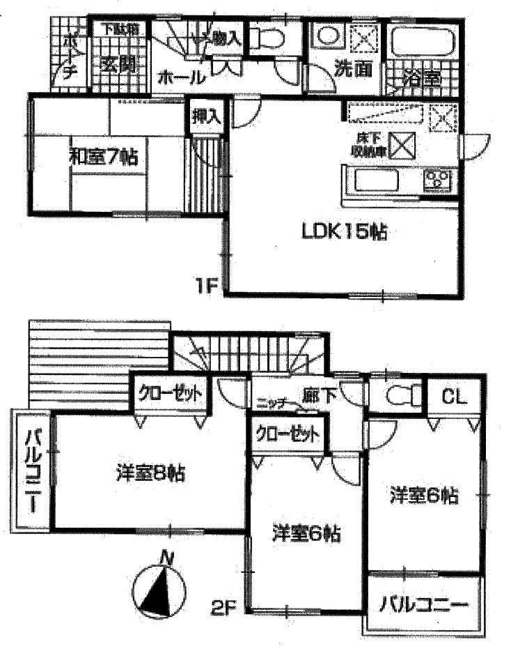 Floor plan. 30,800,000 yen, 4LDK, Land area 113.27 sq m , Building area 96.39 sq m