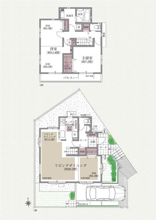 Floor plan. (No.6), Price 36,900,000 yen, 2LDK, Land area 123.61 sq m , Building area 100.74 sq m