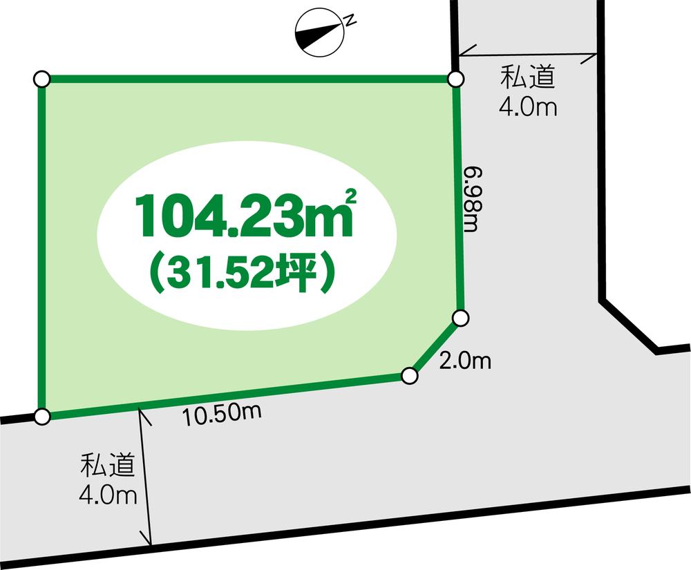 Compartment figure. Land price 18,800,000 yen, Land area 104.23 sq m