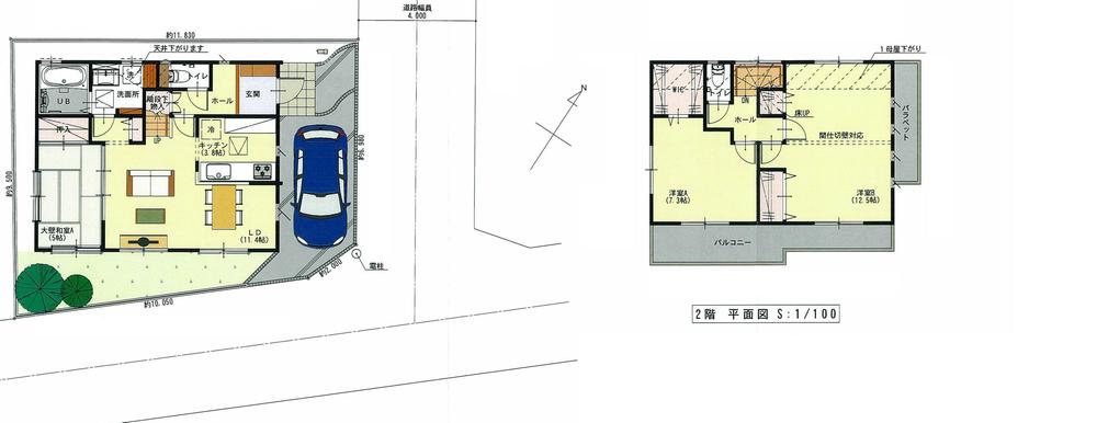 Building plan example (floor plan). Building plan example Building price 12.3 million yen, Building area 96.46 sq m