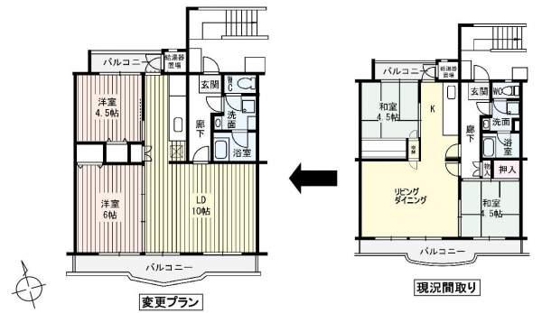 Floor plan. 2LDK, Price 8.8 million yen, Occupied area 58.03 sq m , Balcony area 10.54 sq m