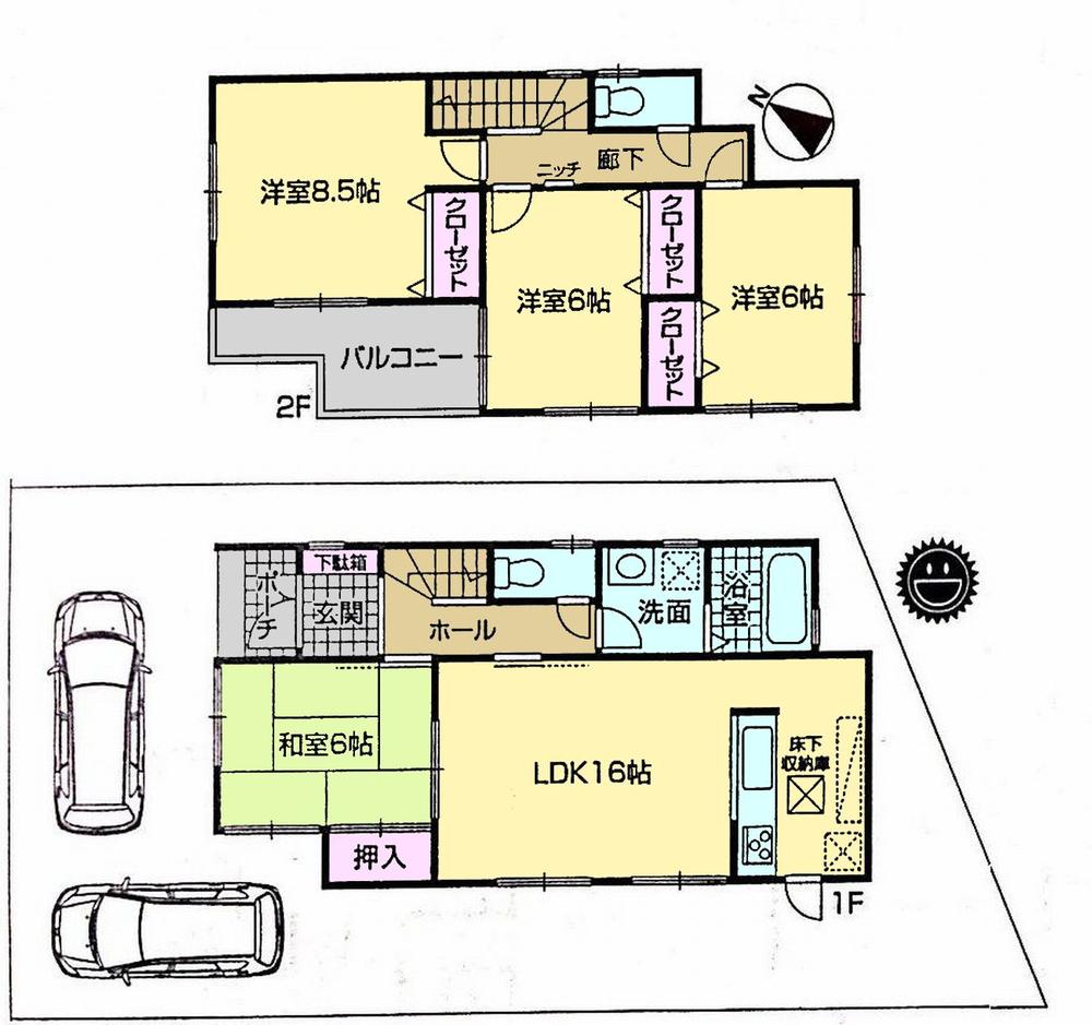 Floor plan. (1 Building), Price 29,800,000 yen, 4LDK, Land area 151.92 sq m , Building area 97.2 sq m