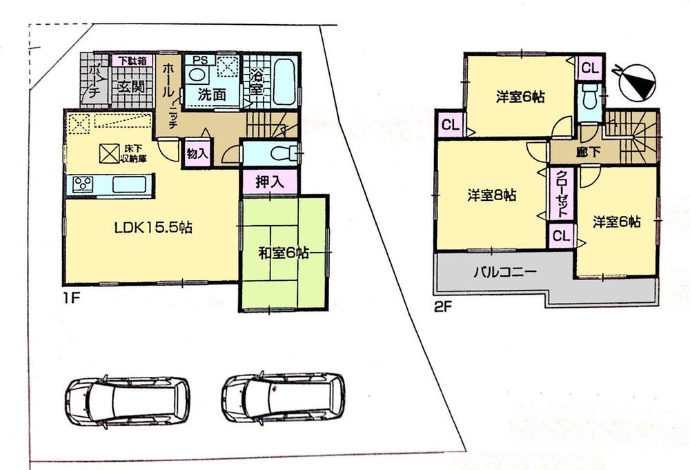 Floor plan. (Building 2), Price 29,800,000 yen, 4LDK, Land area 132.25 sq m , Building area 98.82 sq m
