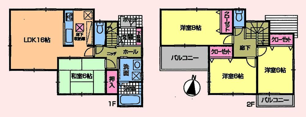 Floor plan. (1 Building), Price 34,800,000 yen, 4LDK, Land area 110.65 sq m , Building area 98.01 sq m