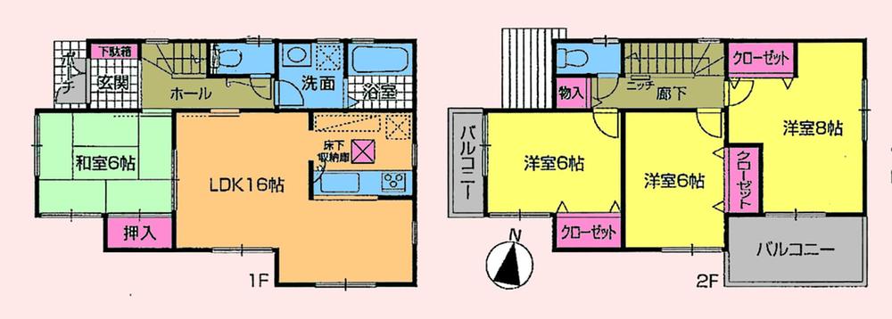 Floor plan. (Building 2), Price 30,800,000 yen, 4LDK, Land area 114.76 sq m , Building area 98.01 sq m