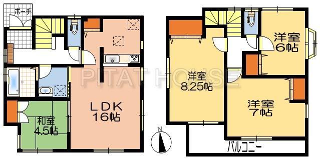 Floor plan. (Building 2), Price 27,800,000 yen, 4LDK, Land area 102.61 sq m , Building area 96.26 sq m