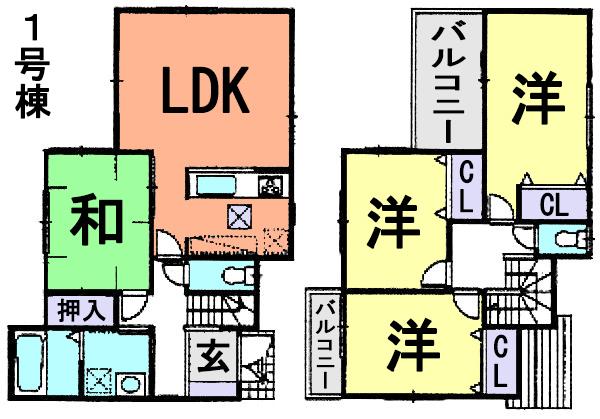 Floor plan. (1 Building), Price 30,800,000 yen, 4LDK, Land area 110.65 sq m , Building area 98.01 sq m