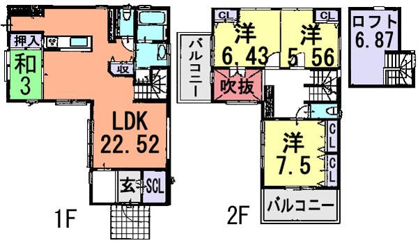 Floor plan. 41,800,000 yen, 3LDK, Land area 142.88 sq m , Building area 113.11 sq m