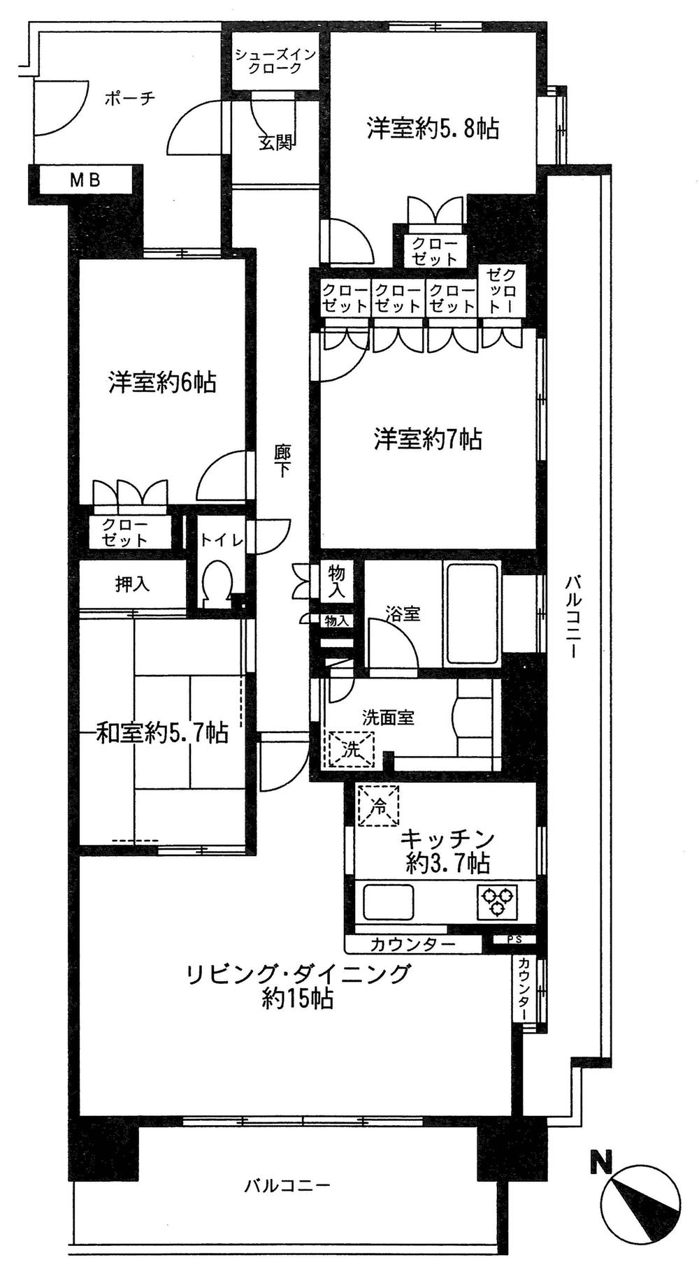 Floor plan. 4LDK, Price 29,800,000 yen, Footprint 100.28 sq m , Balcony area 26.4 sq m