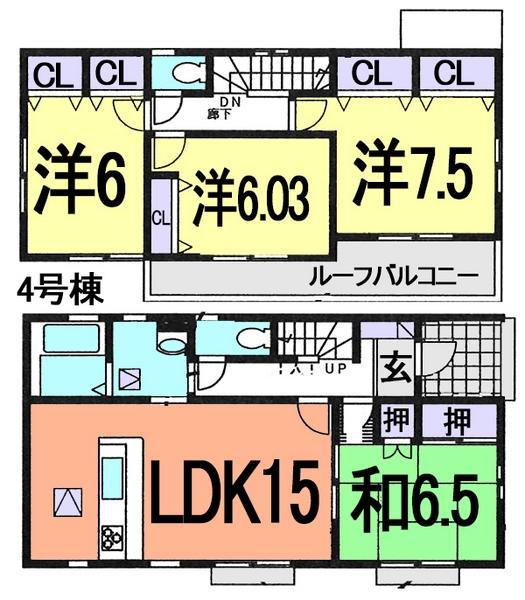 Floor plan. (4 Building), Price 29,800,000 yen, 4LDK, Land area 188.92 sq m , Building area 99.77 sq m
