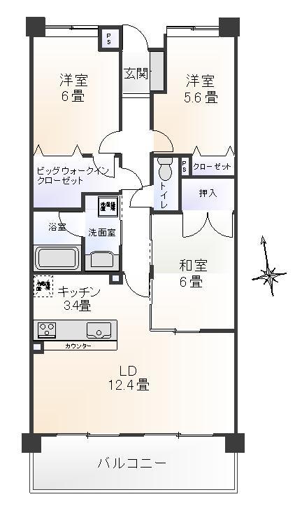 Floor plan. 3LDK, Price 19.9 million yen, Occupied area 77.49 sq m , Balcony area 11.3 sq m