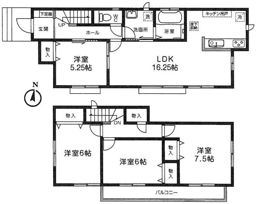 Floor plan. 24,800,000 yen, 4LDK, Land area 136.1 sq m , Building area 96.47 sq m Floor
