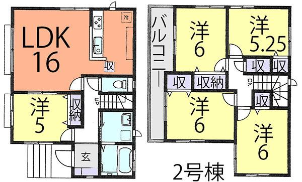 Floor plan. (Building 2), Price 29,800,000 yen, 4LDK, Land area 111.73 sq m , Building area 101.85 sq m