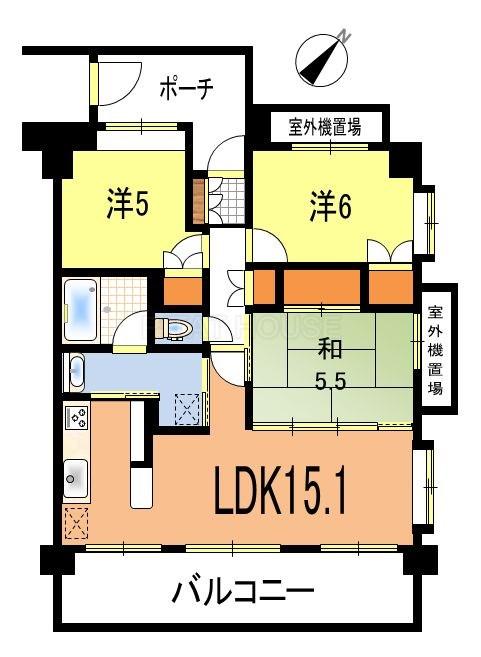 Floor plan. 3LDK, Price 19.5 million yen, Occupied area 67.98 sq m , Balcony area 13.68 sq m floor plan