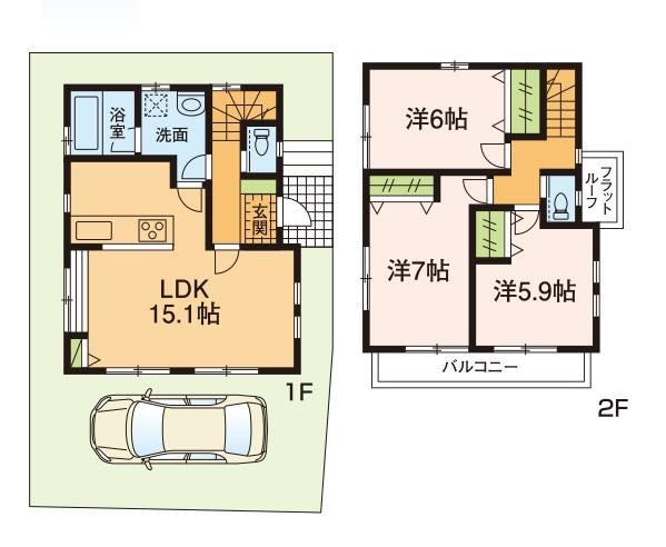 Floor plan. 21,800,000 yen, 3LDK, Land area 82.65 sq m , Building area 82.2 sq m