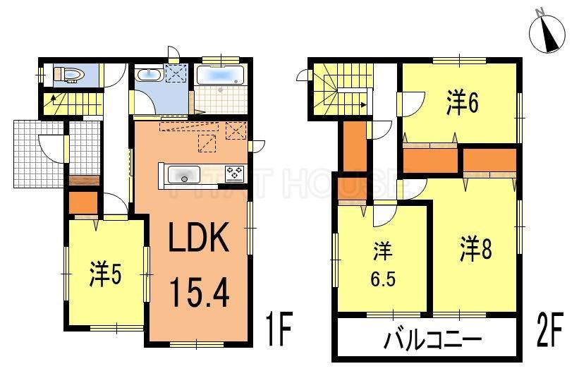 Floor plan. (A Building), Price 21,800,000 yen, 4LDK, Land area 107.05 sq m , Building area 99.36 sq m