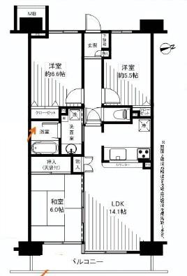 Floor plan. 3LDK, Price 18,800,000 yen, Occupied area 68.63 sq m , Balcony area 8.84 sq m