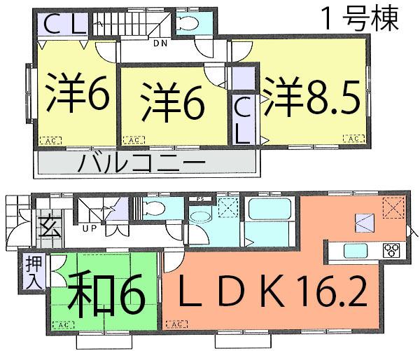 Floor plan. (1 Building), Price 33,800,000 yen, 4LDK, Land area 178.07 sq m , Building area 98.95 sq m