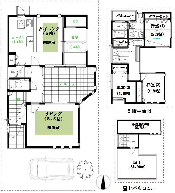 Floor plan. 31,950,000 yen, 4LDK + S (storeroom), Land area 102.53 sq m , Building area 96.43 sq m