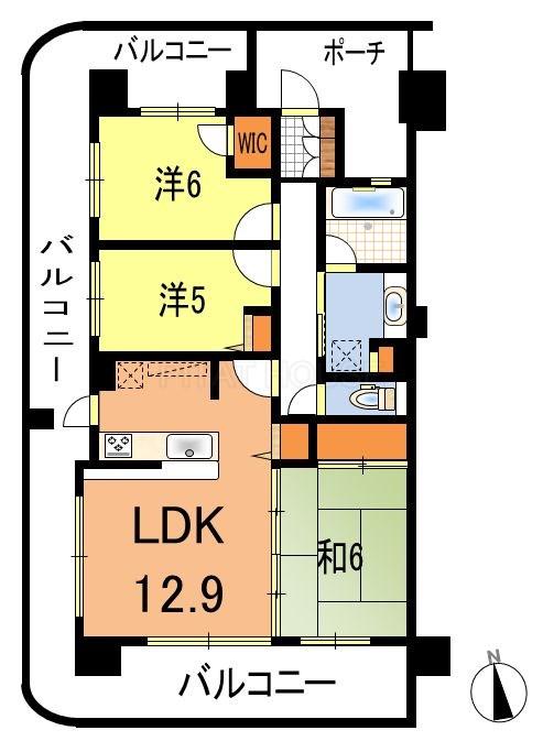 Floor plan. 3LDK, Price 24,900,000 yen, Occupied area 71.51 sq m , Balcony area 38.96 sq m floor plan