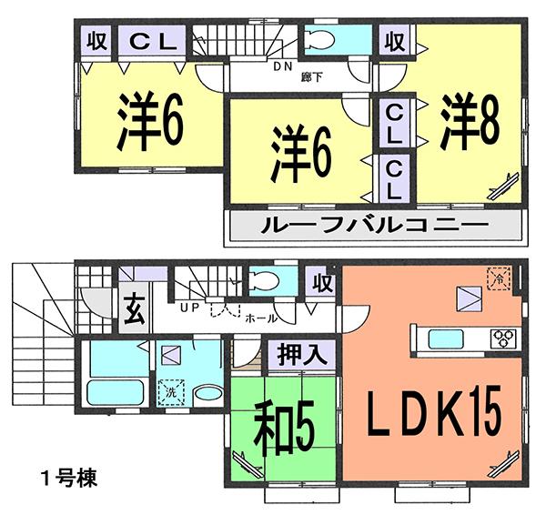 Floor plan. (1 Building), Price 25,800,000 yen, 4LDK, Land area 100.45 sq m , Building area 97.71 sq m