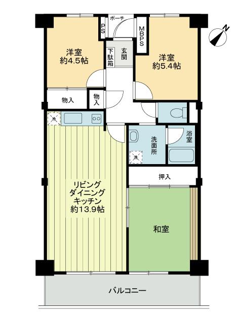 Floor plan. 3LDK, Price 10.8 million yen, Occupied area 68.84 sq m , Balcony area 9.37 sq m