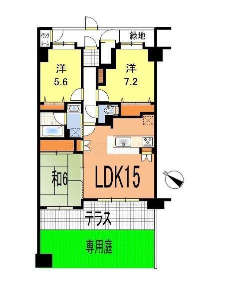 Floor plan.  ◆ Private terrace ・ 3LDK Mansion with garden. It becomes very beautiful in the pre-interior renovation. So you can preview at any time, Please feel free to contact us.