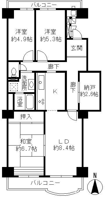 Floor plan. 3LDK + S (storeroom), Price 16.8 million yen, Occupied area 72.79 sq m , Balcony area 10.44 sq m