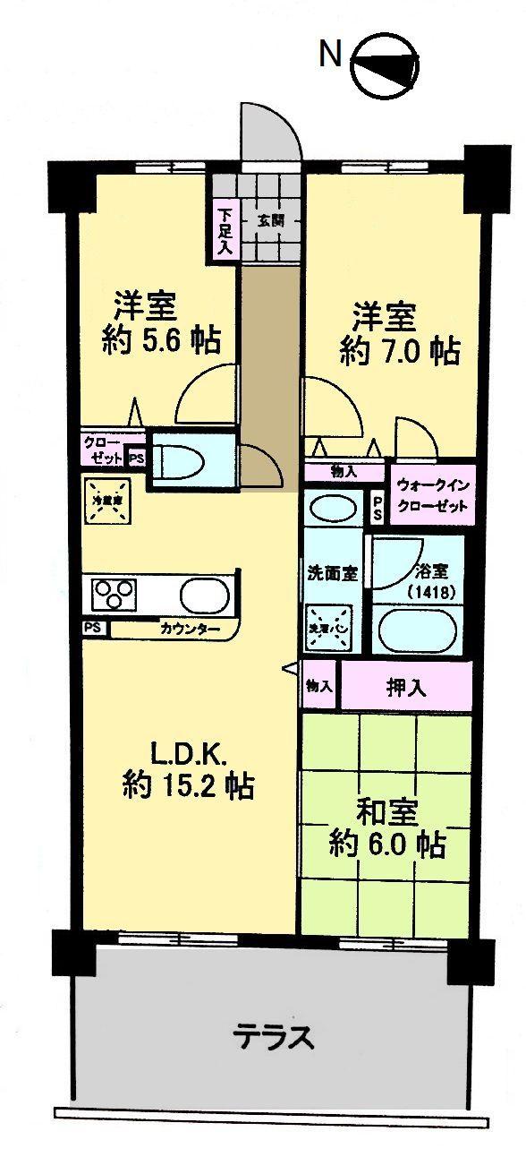 Floor plan. 3LDK, Price 20,900,000 yen, Occupied area 73.78 sq m   ~ Spacious living room is excellent in usability ~