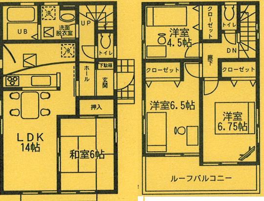 Floor plan. 27,800,000 yen, 4LDK, Land area 153 sq m , Building area 90.67 sq m