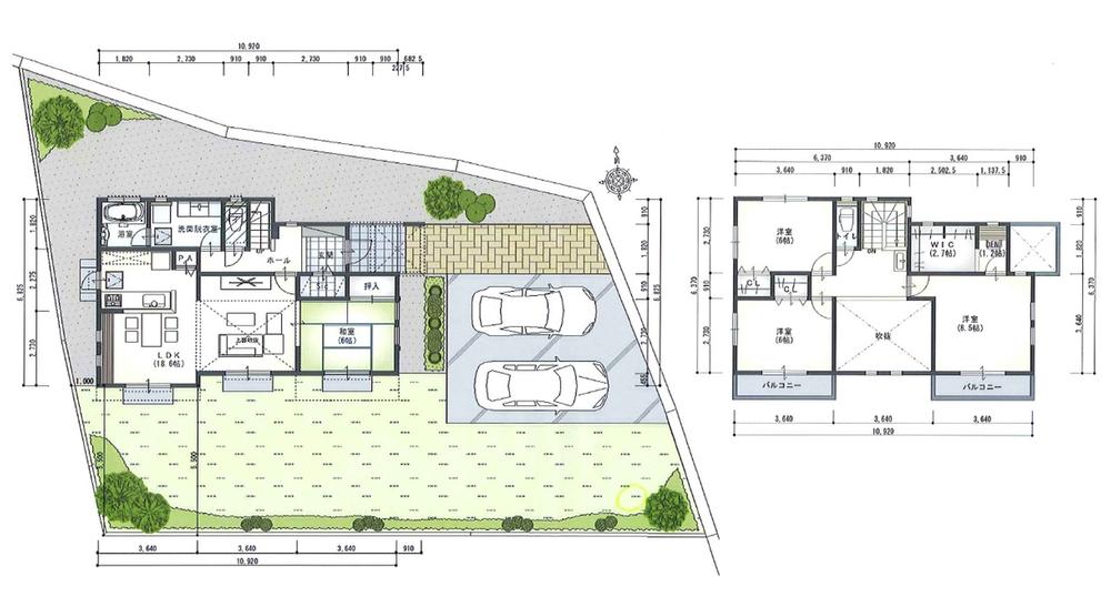 Building plan example, Land price 26,800,000 yen, Land area 302.49 sq m , Building price 18.9 million yen, Building area 117.58 sq m