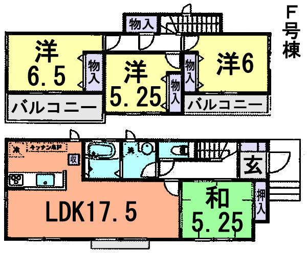 Floor plan. (F Building), Price 25,800,000 yen, 4LDK, Land area 120.04 sq m , Building area 96.05 sq m
