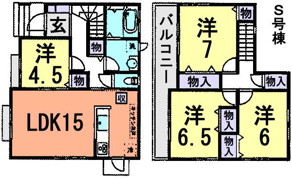 Floor plan. (S Building), Price 27,800,000 yen, 4LDK, Land area 120.06 sq m , Building area 94.81 sq m