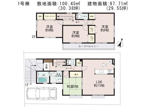 Floor plan. 25,800,000 yen, 4LDK, Land area 100.45 sq m , Building area 97.71 sq m