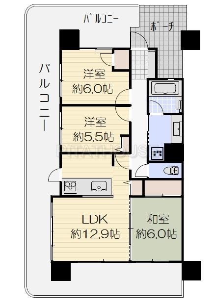 Floor plan. 3LDK, Price 24,900,000 yen, Occupied area 71.51 sq m , Balcony area 38.96 sq m floor plan