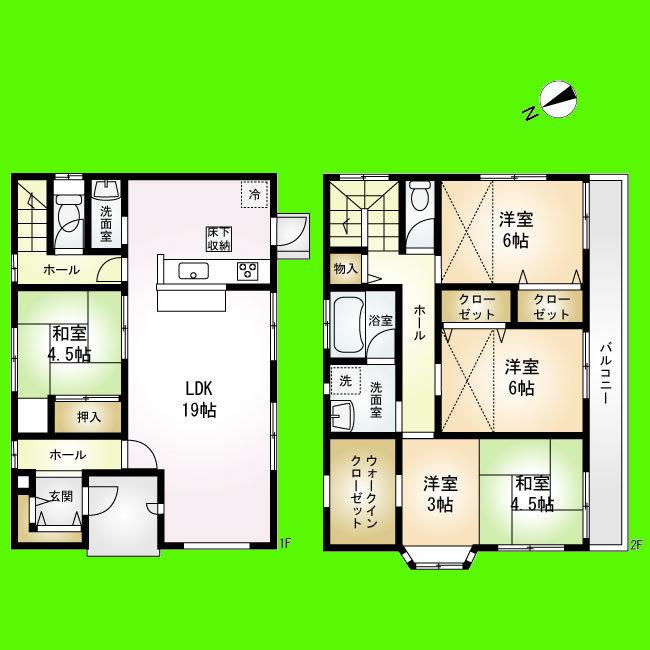 Floor plan. 34,800,000 yen, 4LDK, Land area 127 sq m , Building area 112.61 sq m