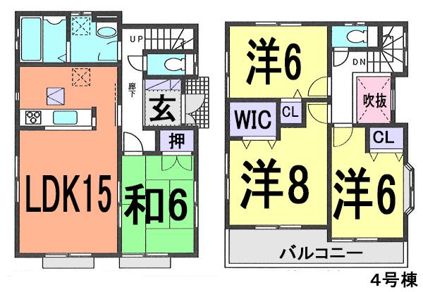 Floor plan. (4 Building), Price 24,800,000 yen, 4LDK, Land area 117.46 sq m , Building area 97.29 sq m