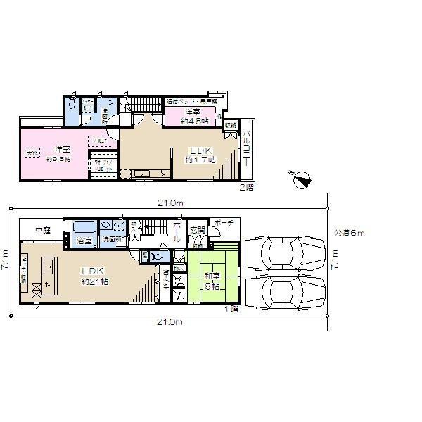 Floor plan. 36,800,000 yen, 3LLDDKK, Land area 150.91 sq m , Building area 146.9 sq m