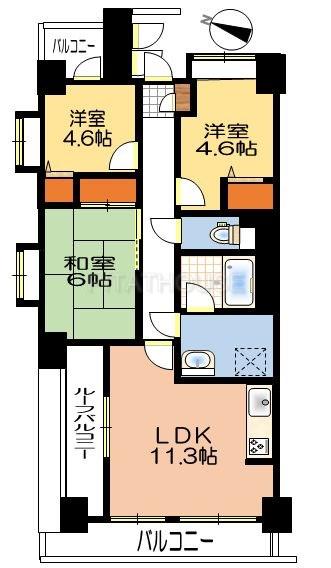 Floor plan. 3LDK, Price 17.8 million yen, Occupied area 61.67 sq m , Balcony area 9.99 sq m floor plan