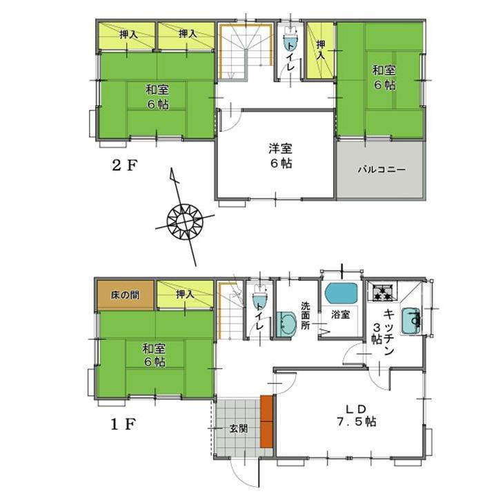 Floor plan. 16,900,000 yen, 4LDK, Land area 124.44 sq m , Building area 91.08 sq m floor plan