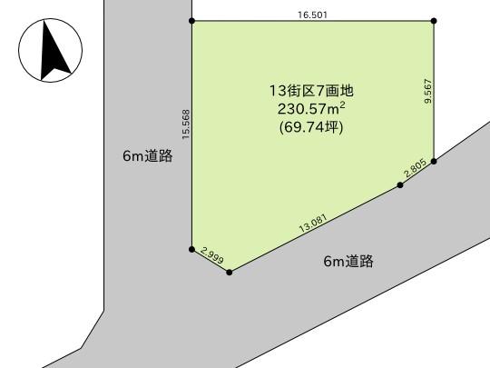 Compartment figure. Land price 29,800,000 yen, Land area 230.57 sq m