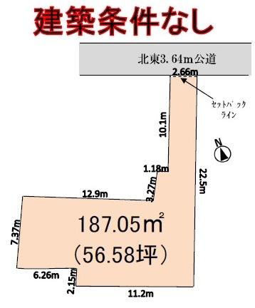 Compartment figure. Land price 14.8 million yen, Land area 187.05 sq m