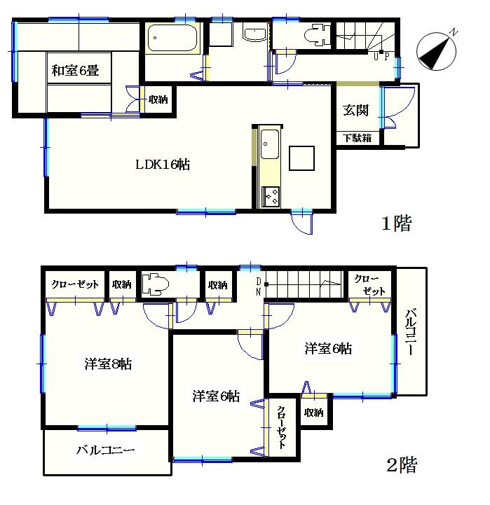 Floor plan. (1 Building), Price 35,300,000 yen, 4LDK, Land area 114.26 sq m , Building area 98.01 sq m