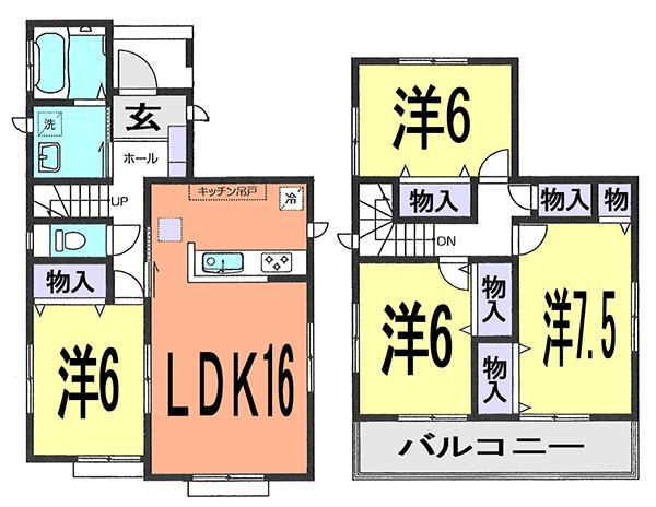 Floor plan. 24,800,000 yen, 4LDK, Land area 131.12 sq m , Building area 97.29 sq m
